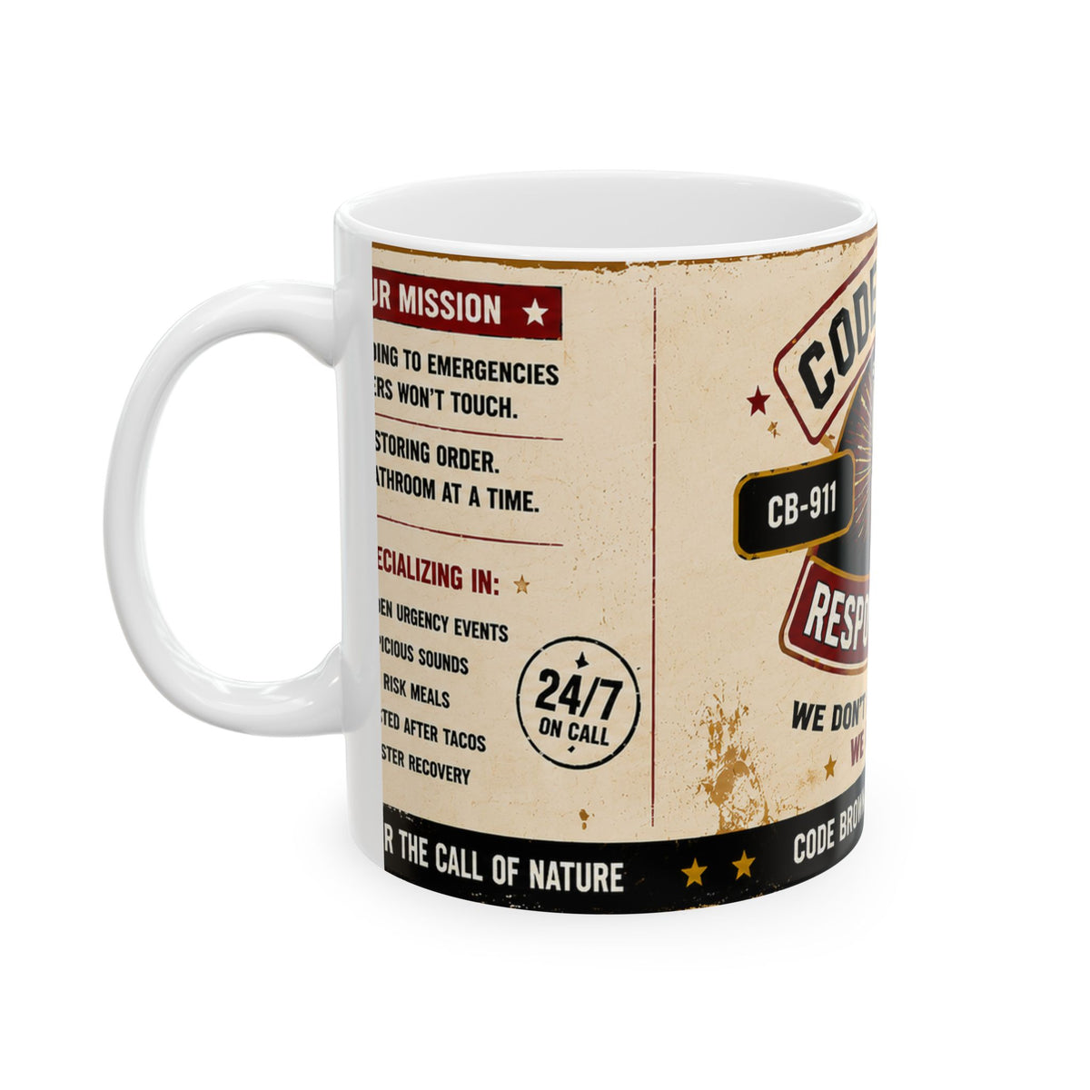 Code Brown Response Team Mug – Funny Emergency Toilet Humor Coffee Cup