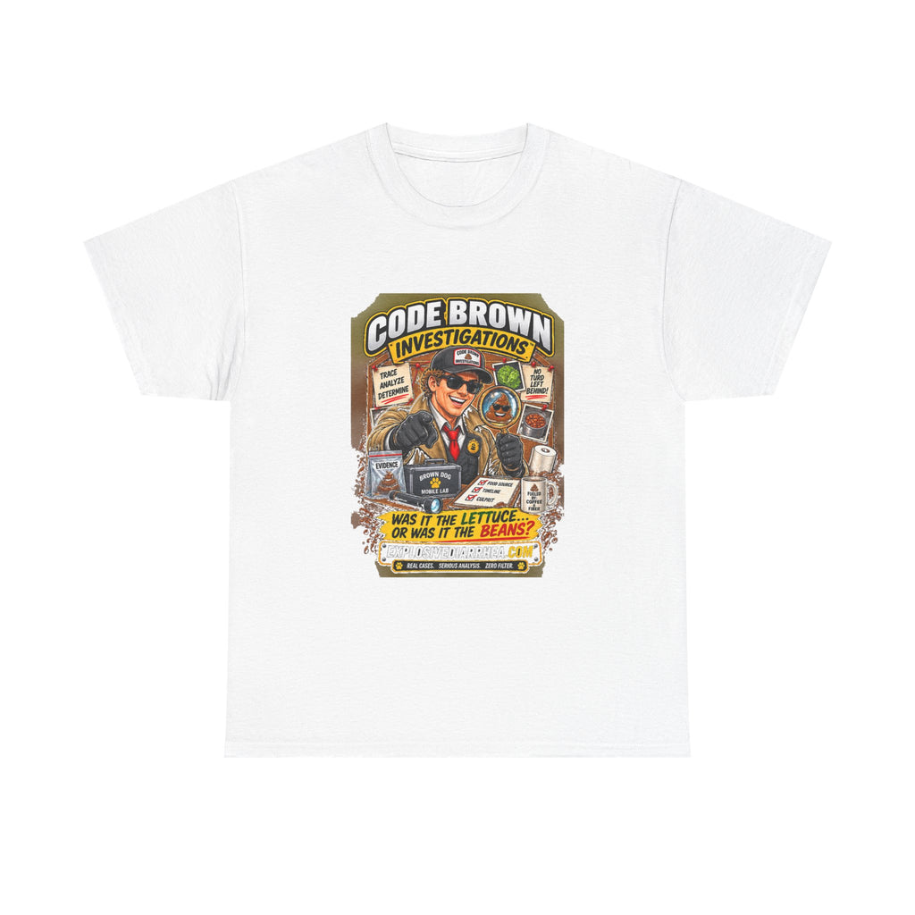 Code Brown Investigations T-Shirt — Funny Detective Graphic Tee (ExplosiveDiarrhea.com)
