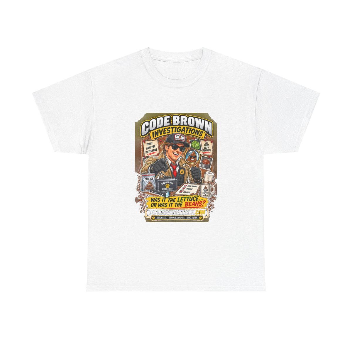 Code Brown Investigations T-Shirt — Funny Detective Graphic Tee (ExplosiveDiarrhea.com)