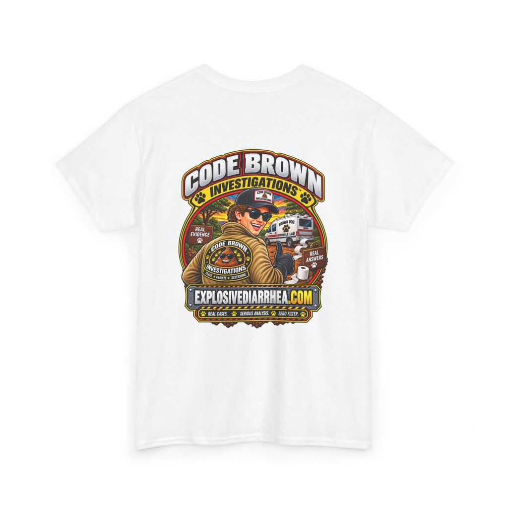 Code Brown Investigations T-Shirt — Funny Detective Graphic Tee (ExplosiveDiarrhea.com)