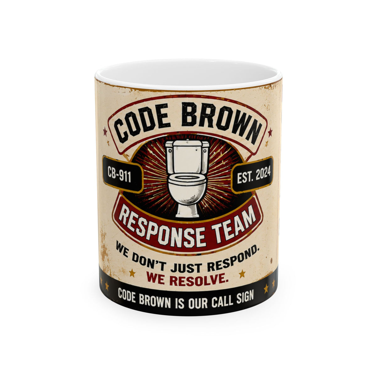 Code Brown Response Team Mug – Funny Emergency Toilet Humor Coffee Cup