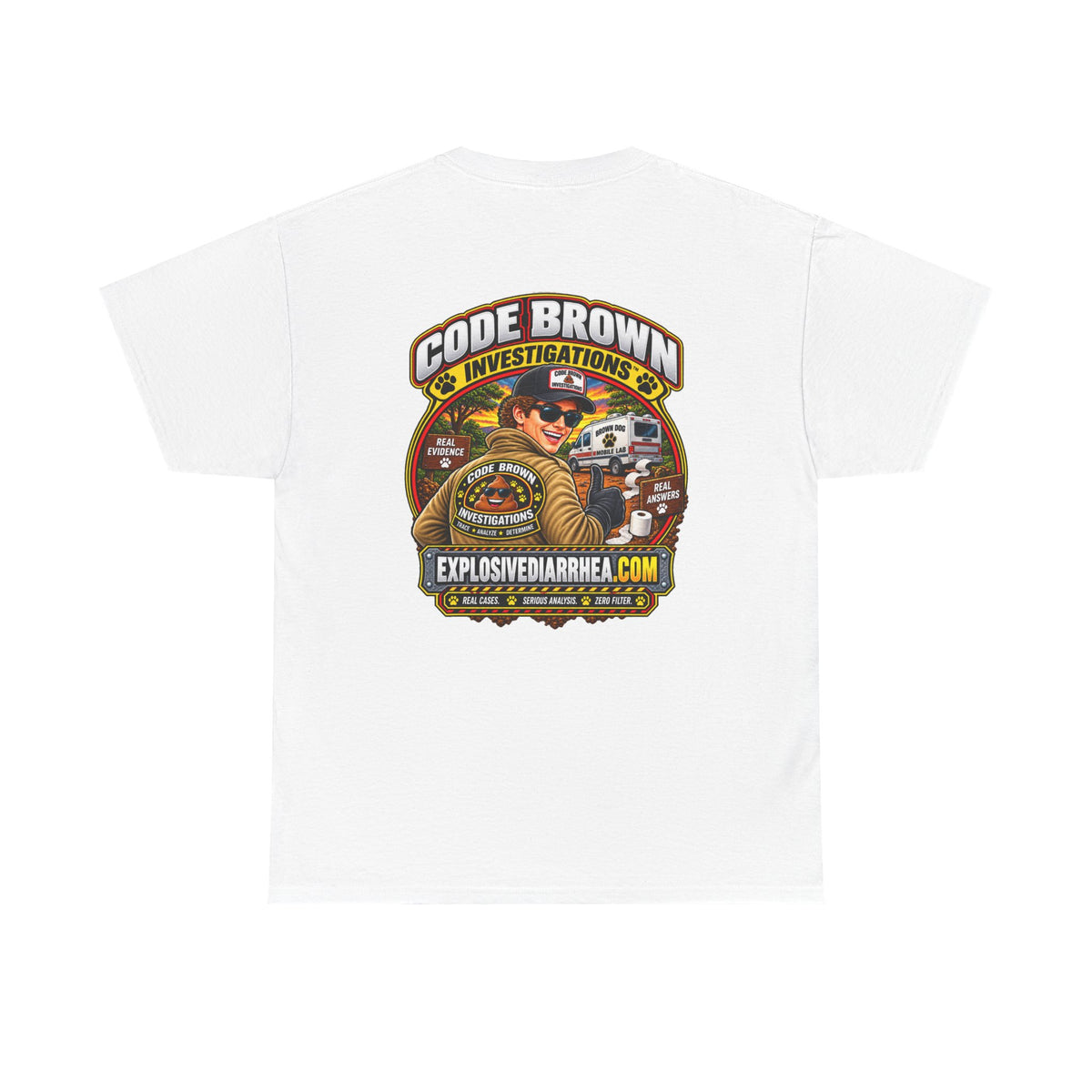 Code Brown Investigations T-Shirt — Funny Detective Graphic Tee (ExplosiveDiarrhea.com)