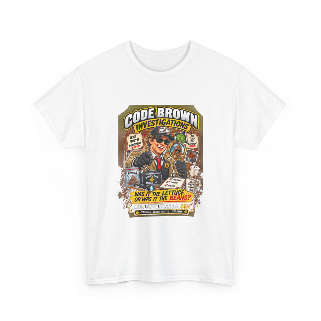 Code Brown Investigations T-Shirt — Funny Detective Graphic Tee (ExplosiveDiarrhea.com)